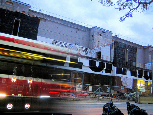 Toronto streetcar A streetcar speeds by in Toronto. CC image from Matthew Burpee.